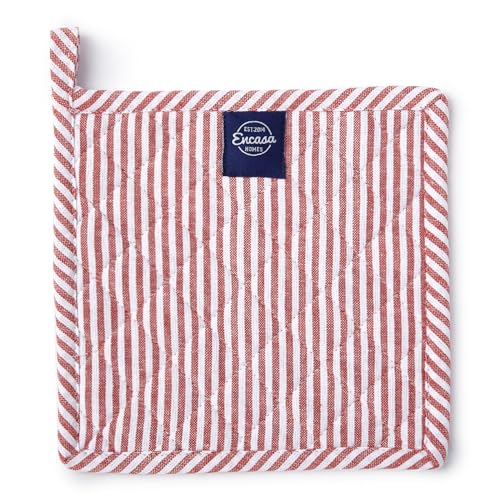 Image of Encasa XO Oven Microwave Pot Holders Trivets 21 cm (2 pc) for Kitchen Cooking & Baking - Heat Resistant, Thick & Safe, Protection of Hands from Hot Utensils, Grill, BBQ - Ticking Red