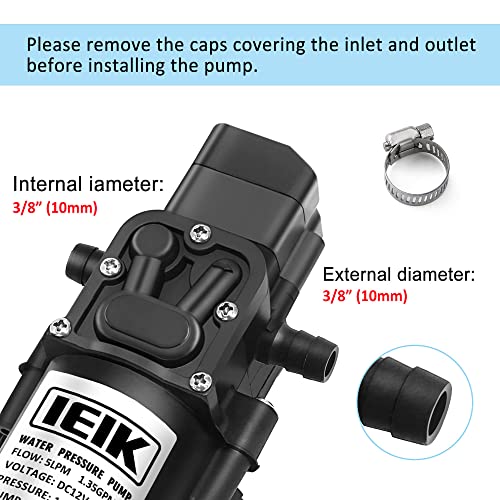 Image of 12 Volt Diaphragm Pump 5LPM 1.35 GPM 116PSI Self Priming Sprayer Pump 12V DC Fresh Water Diaphragm Pressure Pump for RV Camper Marine Boat Lawn (60W)