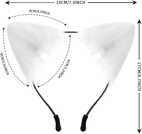 Miniatura 2 de anpiwshjo Diadema de orejas de lobo de gato de zorro, diadema de orejas peludas de Halloween, Halloween, Navidad, disfraces de gato, fiesta de