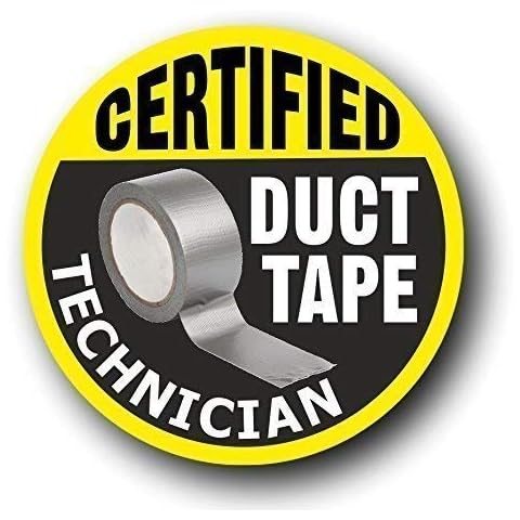 Certified Duct Tape Technician Funny Tool Box Chest Vinyl Car Sticker Decal For Mechanic etc. Large 150x150mm approx Cover