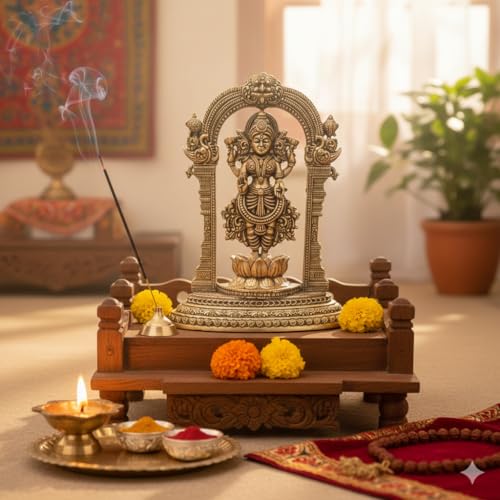 BEXCO Estatua de Diosa Lakshmi de Latón Antiguo 12.7 cm miniatura 1