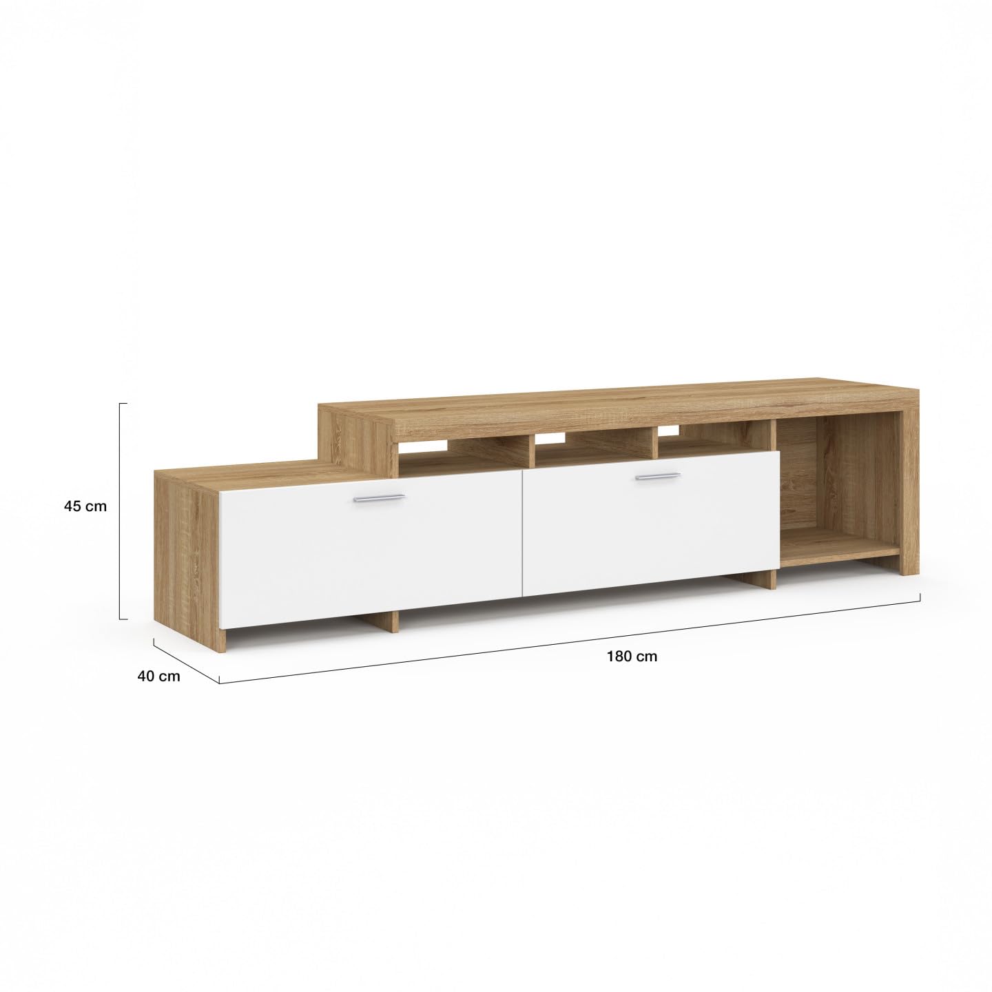 IDMarket - Meuble TV 180 cm Malo Bois et placards Blancs