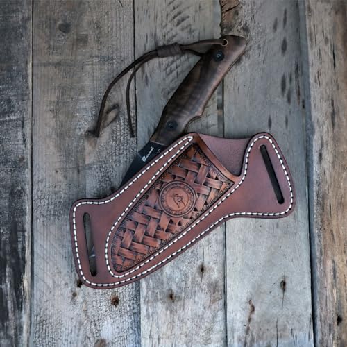 Tourbon Leather Fixed Blade Knife Sheath For Belt Knives Holder Cross Draw Right Side Carry Open Top Edc Tools Holster thumb #6