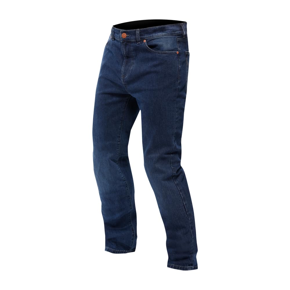 Dainese 5-Pocket Denim Relaxed Trousers, Lightweight Motorcycle Jeans for Men with Soft Ventilated Protectors on Knees and Hips, Comfortable Fit, Relaxed Fit, for Men, Deep Blue, 28