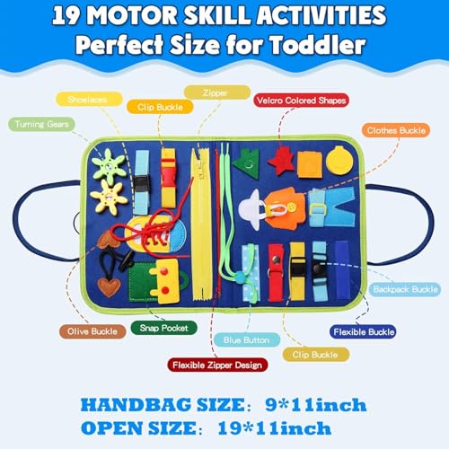 Image of SHINETOY Montessori Toddler Busy Board Sensory Toy | Fine Motor Skills Activity Learning Board | Travel Educational Cognitive Development Toy for Boys & Girls Ages 3-8