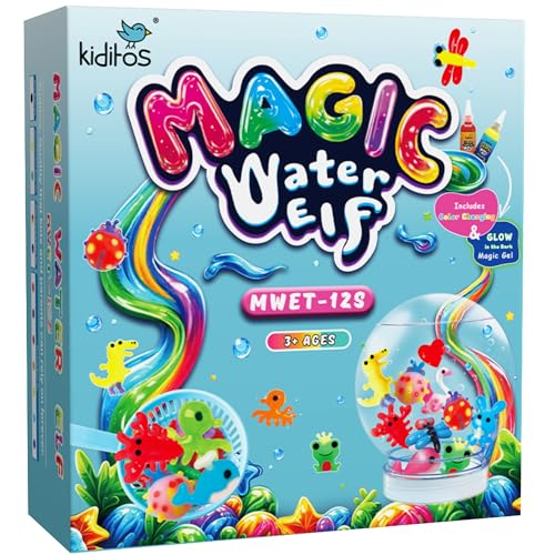 Kiditos Kit Magic Water Elf – Juguete Sensorial Aqua Gelz para Niños, 12 geles + 10 moldes y 1 botella, Kit de Gel de Agua Divertido, Regalos para Cumpleaños y Navidad, a partir de 3 Años