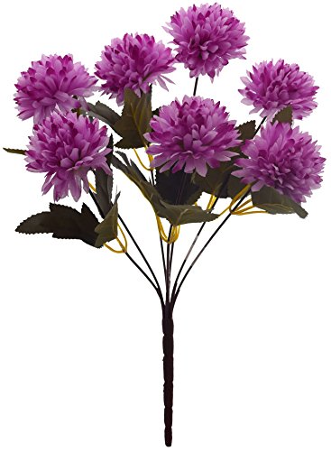 Fourwalls Artificial Chrysanthemum Ball Flower Bouquet (49 cm, Light Purple, 7 Branches)
