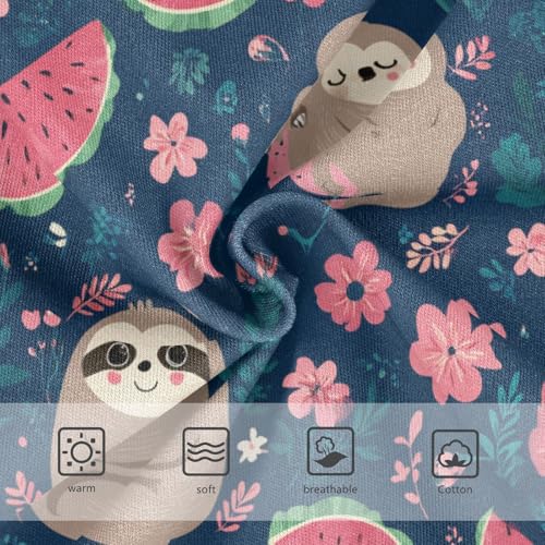 Wusikd Cute Sloths Girls' Underwear Cotton Watermelon Girls Briefs Soft Toddler Underwear 2T3