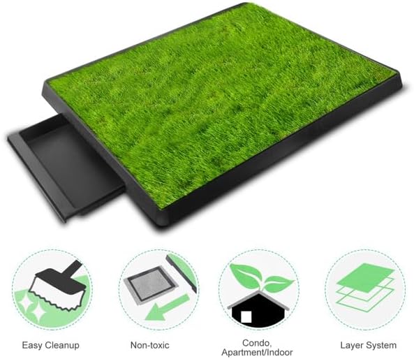 Dog Toilet Indoor Puppy Training Pad, Dog Potty Pet Training Grass Mat, Removable Waste Tray for Easier Clean Up