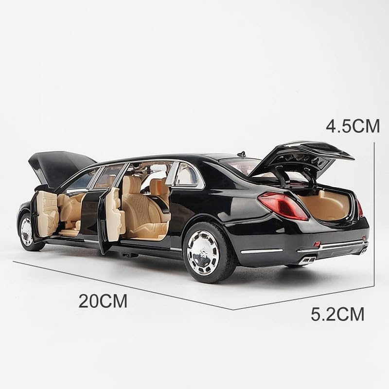 Image of Kids Model 1:24 Maybeach Die Cast Metal Car Pull Back Action Opening Doors with Realistic Engine Sound Lights Toy Car Gift for Boys - Multi