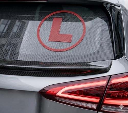 Image of Redluv Vinyl Reflective L Glass Sticker for Learning Drivers | Waterproof Car Board Sticker | Easily Removable, 15cm x 15cm, 2-Pack