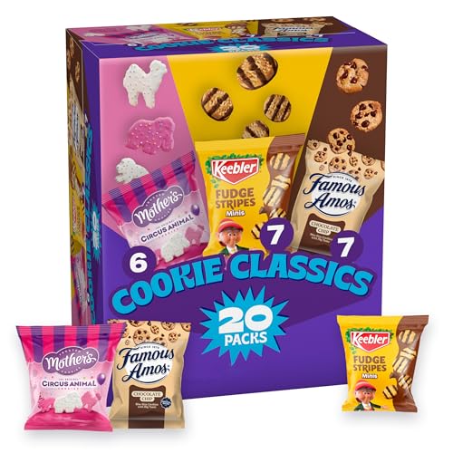 Assorted Cookie Classics Variety Pack – Mother’s Circus, Keebler Fudge Stripes & Famous Amos, 20 Pouch Box, 20 oz Assorted Cookie Classics Variety Pack – Mother’s Circus, Keebler Fudge Stripes & Famous Amos, 20 Pouch Box, 20 oz