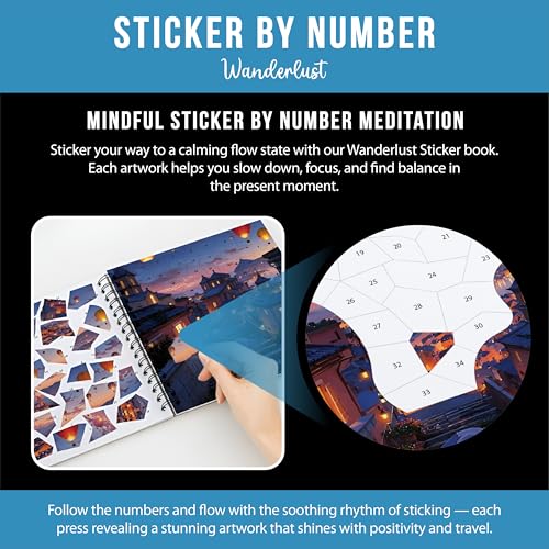 Image of Wanderlust Sticker by Number Book for Adult, Brain Puzzle Games Kits