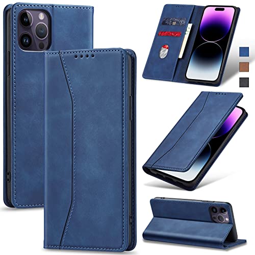 Image of Jasonyu Flip Wallet Case for iPhone 14 Pro Max 5G,Blue