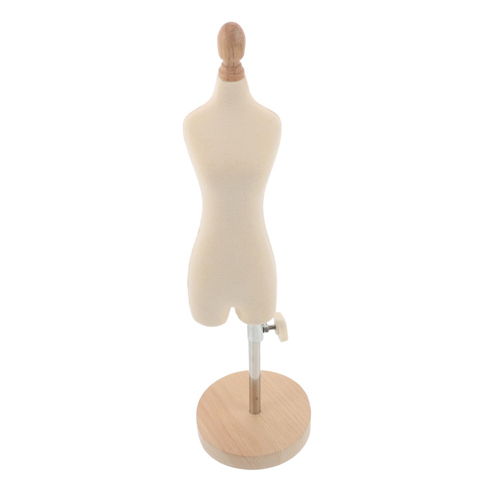 Maniquí de Costura Femenino Mini 1/4 Escala Soporte de Madera Natural para Proyectos de Confección y Manualidades, Modelo Realista para Diseño y Ajuste de Vestidos