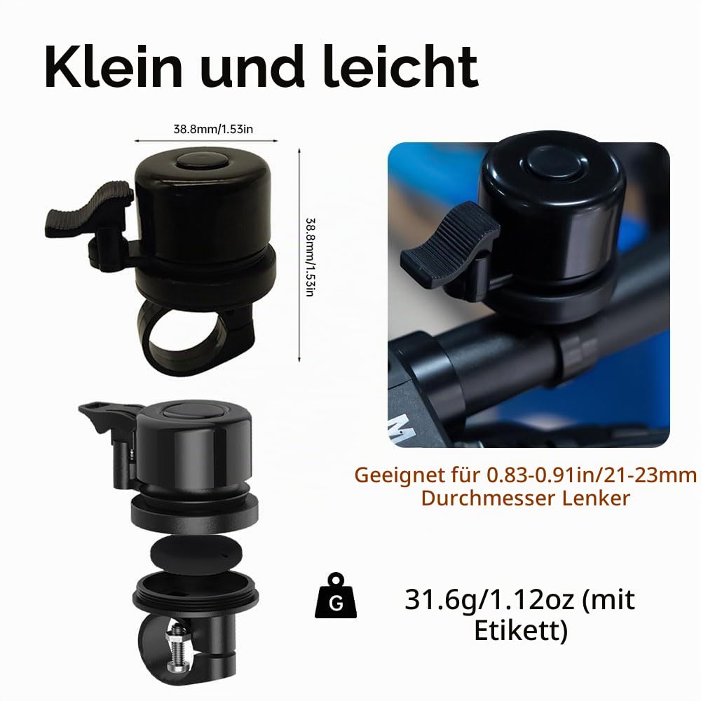 Fahrradklingel mit Tracker-Tag für Find Hub App, Fahrradhalterung für GPS-Tracker, wasserdicht, klassische Edelstahl-Halterung, Diebstahlschutz, 100 dB, passend für 2,2 cm / 25,4 mm Lenker (nur