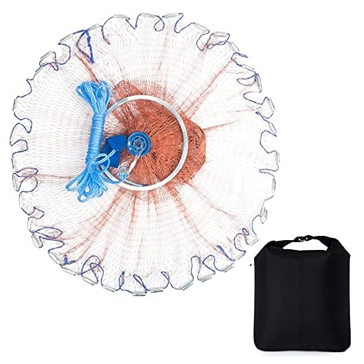 HeavenBird Tire Line Cast Net with Fishing Bag, Radius 6 ft Mesh 5/8 in, Come with Orange Fish Bag, Bait Goggle-Eye, Finger Mullet, and Small Bunker
