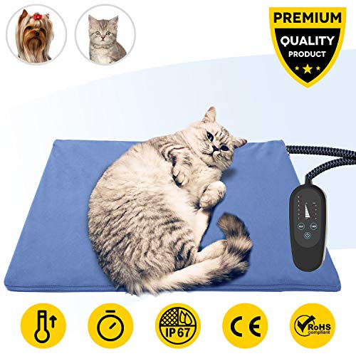 Pet Heating Pad,Dog Electric Heating Pad,19.7''x15.8'' Waterproof Heating Pad for Cats,Heated Mat Bed Safety Heating Indoor Adjustable Warming Mat for Pets with 6.9Ft Length Chew Resistant Steel Cord