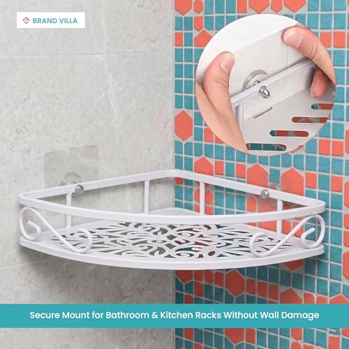Image of BRAND VILLA Heavy Duty Self Adhesive Wall Hooks | Waterproof Stainless Steel No Drill Sticky Hooks for Bathroom Kitchen Towels Keys & Home Organization (Pack- 30)