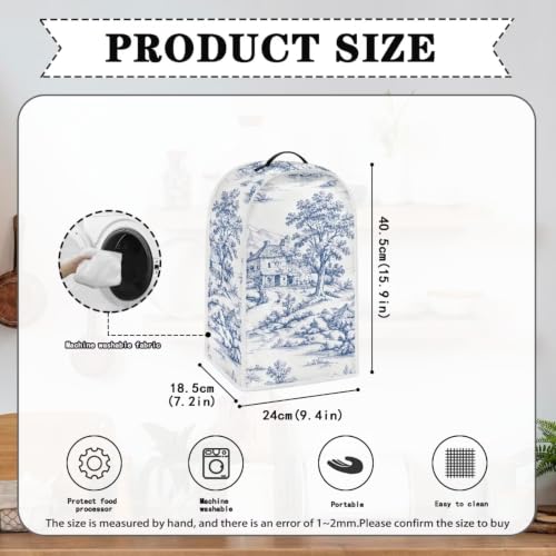 Image of Talayituse Toile De Jouy House Tree Print Blender Dust Cover, Fingerprint Protection Cover for Stand Mixer or Coffee Machine, Home Kitchen Appliance Covers for Stain Dust Resistant Supplies