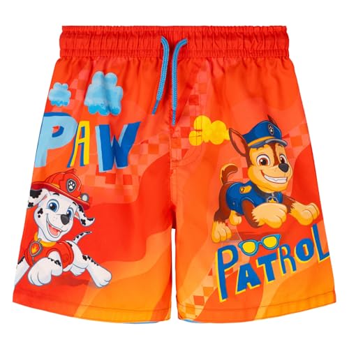 Paw Patrol Toddler Boys Swim Trunks UPF 50+ Orange Chase/Marshall 4T