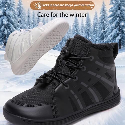 Kids Hiking Winter Snow Boots, Non-Slip Wide Toe Box Walking Sneakers, Minimalist Warm Waterproof Barefoot Shoes2