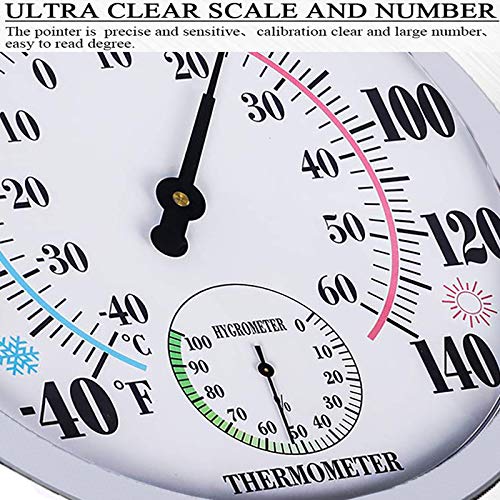 Indoor Outdoor Thermometer Large Wall Thermometer-Hygrometer Waterproof Does Not Require Battery (White) #TOP1