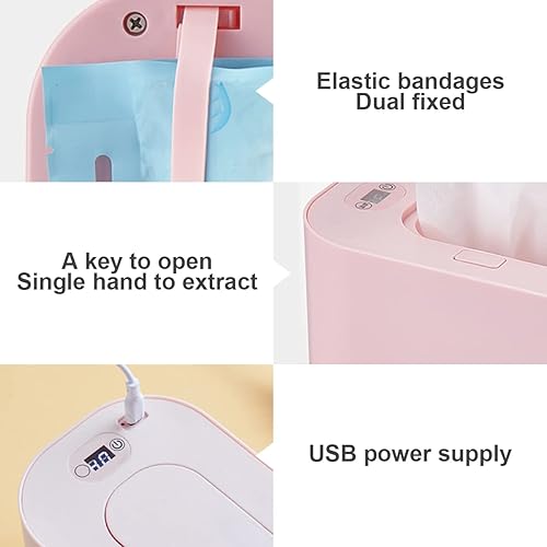 Miniatura 4 de Calentador de toallitas para bebés, calentador de toallitas para bebés USB de 3 modos con control de temperatura, dispensador de toallitas húmedas