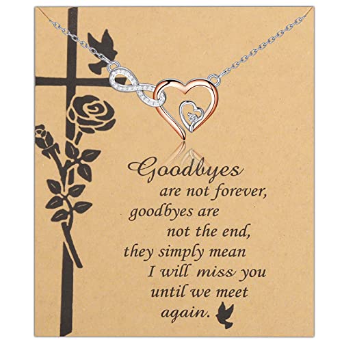 PLITI Memorial Necklace Sympathy Gift Goodbyes Are Not Forever Goodbyes Are Not The End Infinity Heart Necklace for Women - Main Image