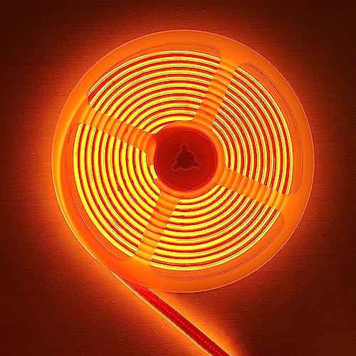 Image of 528Led /m COB Flexible LED Strip Light 16.4FT DC12V /24V Bendable Tape (Orange, 12V)
