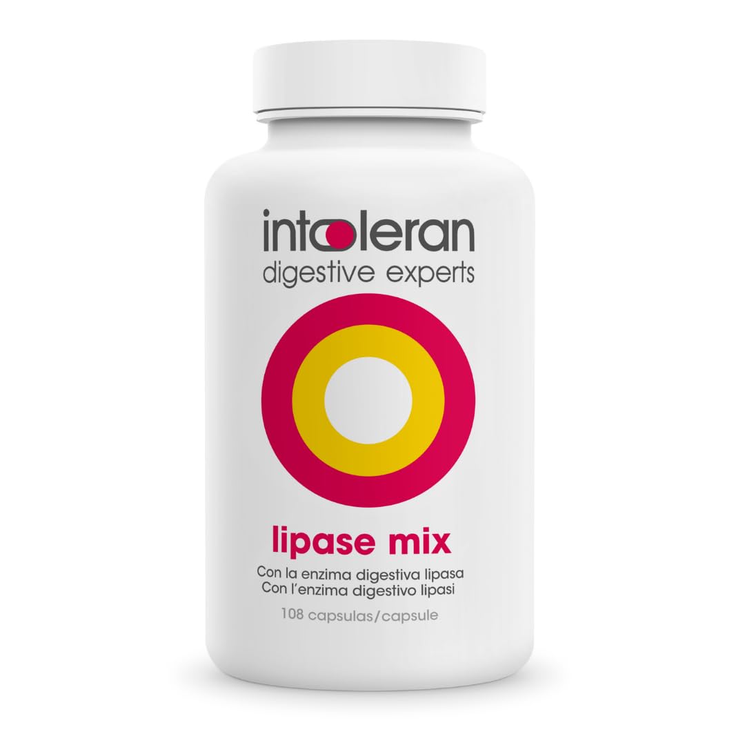 Intoleran Lipase Mix Enzimas Digestivas - 108 cápsulas | Favorece la digestión de las grasas, puro, vegano y sin gluten