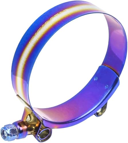 Miniatura 69 de Kyostar Abrazadera de manguera con perno en T de 2.5 pulgadas, ajustable, acero inoxidable, color azul titanio, diámetro de abrazadera para 2.5