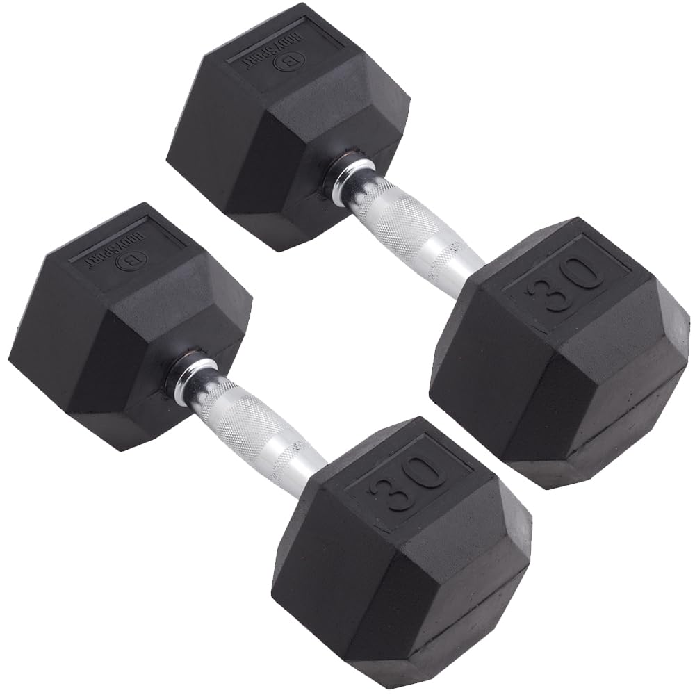 Body Sport Rubber Encased Hex Dumbbell Pair
