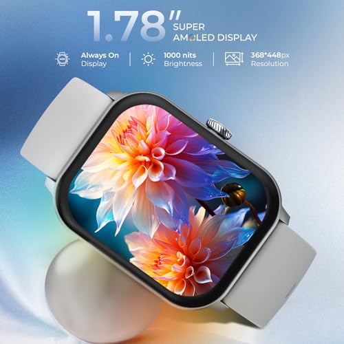 Image of beatXP Nexus 1.78 Super AMOLED Display Bluetooth Calling Smart Watch, Metal Body, Rotary Crown, 368 * 448px, 1000 Nits, 60Hz Refresh Rate, 100+ Sports Modes, 24 /7 Health Tracking, IP68 (Ice Silver)