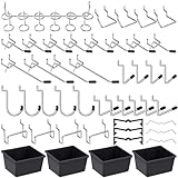Pegboard Hooks with Bins, Peg Locks, for Organizing Various Tools, 117 PCS, 60 of Which are Locks