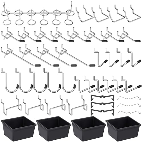 Pegboard Hooks with Bins, Peg Locks, for Organizing Various Tools, 117 PCS, 60 of Which are Locks