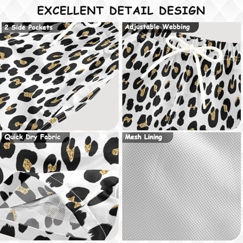 Swim Clothes for Boys, Toddler Boys Swim Trunks 2t, Black Leopard Spots White3