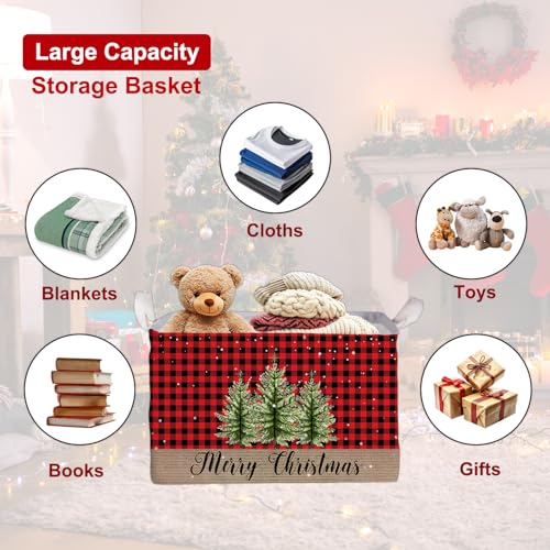 Image of Merry Christmas HOLA Storage Basket, Snowman Waterproof Storage Box, Toy and Clothes Storage Box for Boys and Girls, Santa Christmas Gifts for Nursery, Christmas Winter Party Decoration Storage Cube