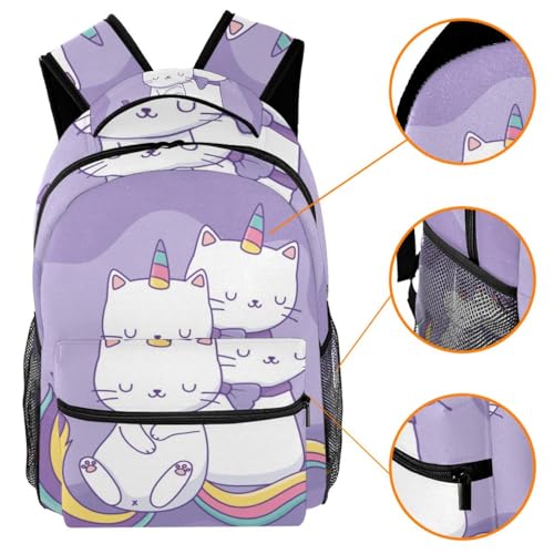 Sac à dos motif chat mignon avec queue arc-en-ciel cadeau ado - 3