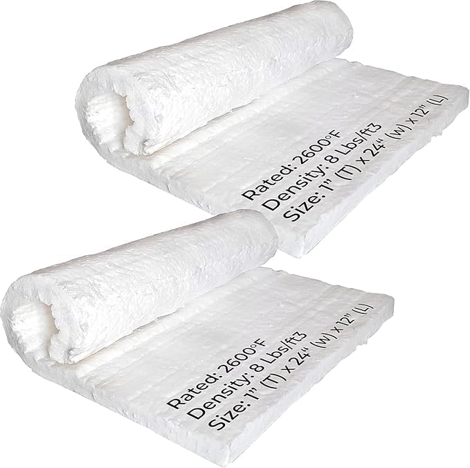 Ceramic Fiber Blanket 24"x12"x1" - 128 kg/m³ Density - 2600°F High Temperature Thermal Protection - Easy to Cut Ceramic Fiber Insulation Blanket - for Pizza Oven, Forges, Chimneys - Pack of 2-image-35