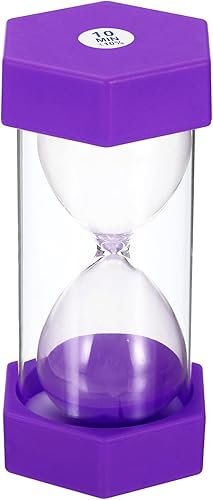 PATIKIL Temporizador de arena de 10 minutos, reloj de arena hexagonal pequeño con cubierta de plástico, vidrio de arena de cuenta regresiva para
