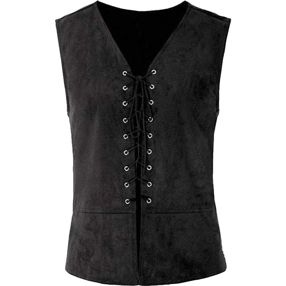 Chaleco medieval para hombre en tejido retro con cordones ajustables para cosplay