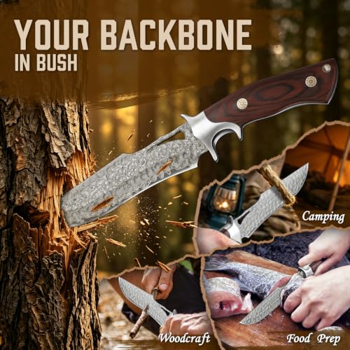 Purple Dragon Damascus Fixed Blade Knife with Sheath, Ideal Gift for Men - Image 4
