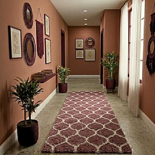 Image of Ultra Premium Shaggy Polyester Micro Rug | Super Soft Fluffy Carpet | Non-Slip Washable Area Rug for Bedroom Living Room - (Pink M, 3x8 feet, Rectangular)