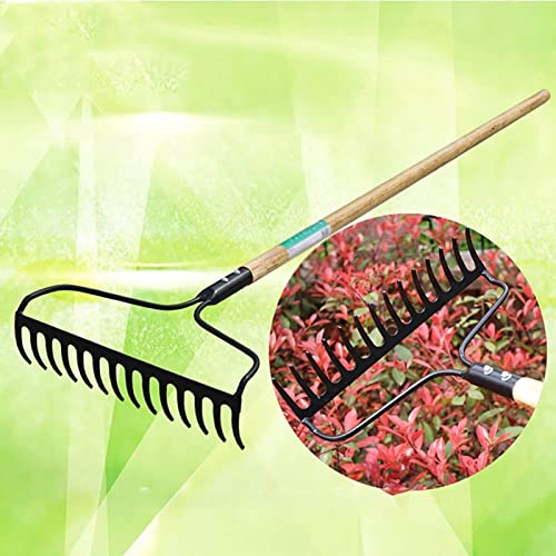 Lawn Rake,14-tooth Leaf Rake Lawn Rake, Wasteland Weeding Shovel, Lawn Rake Leaves Lawn Finishing, For Gather Sundries Weeding Portable Gardening Tools (Size : 36x156cm)