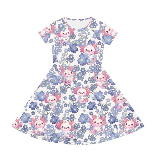Casual Short Sleeve Dress for Girls 2-14 Years High Waist Elastic Design Soft Comfortable4