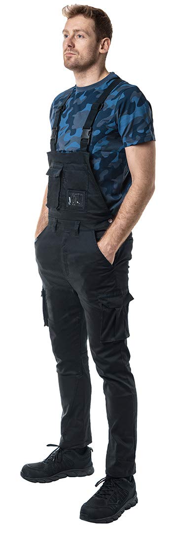 NEO TOOLS Salopette da lavoro da uomo, 60% cotone, 37% poliestere, 3% elastan 255 g/m2, taglie XS-3XL, tasche multifunzionali, elastico in vita e bretelle a Y con rinforzo