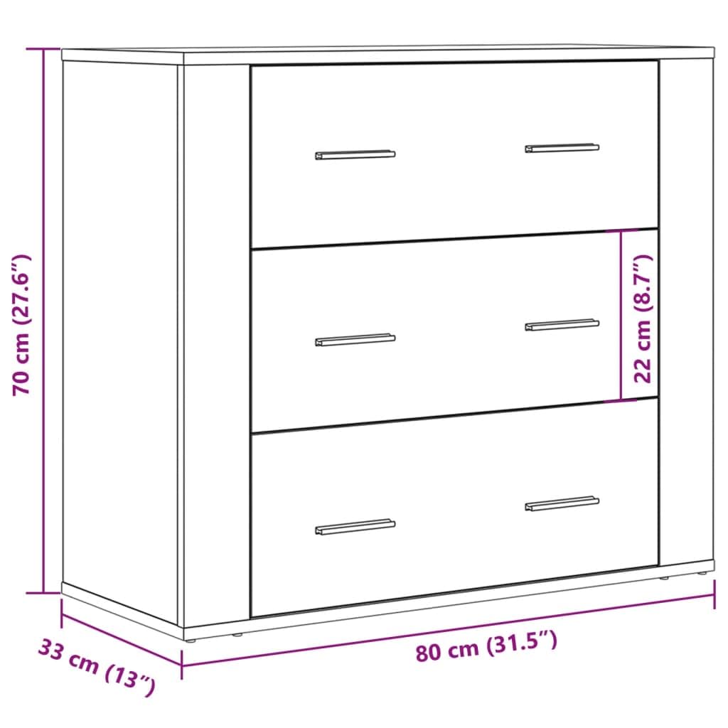 vidaXL Dressoir 80x33x70 cm bewerkt hout zwart, kast, opbergkast
