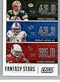 2020 Score Fantasy Stars Football #7 Aaron Rodgers/Chase Edmonds/Marvin Jones Jr. Green Bay Packers/Arizona Cardinals/Detroit Lions Official NFL Insert Trading Card By Panini America