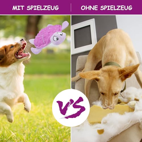 TONYFY Quietschendes Hundespielzeug, Meeresschildkröte Plüsch Hundespielzeug,Interaktives Spielzeug für Welpen zum Zahnen, Kauspielzeug für kleine Hunde (lila)